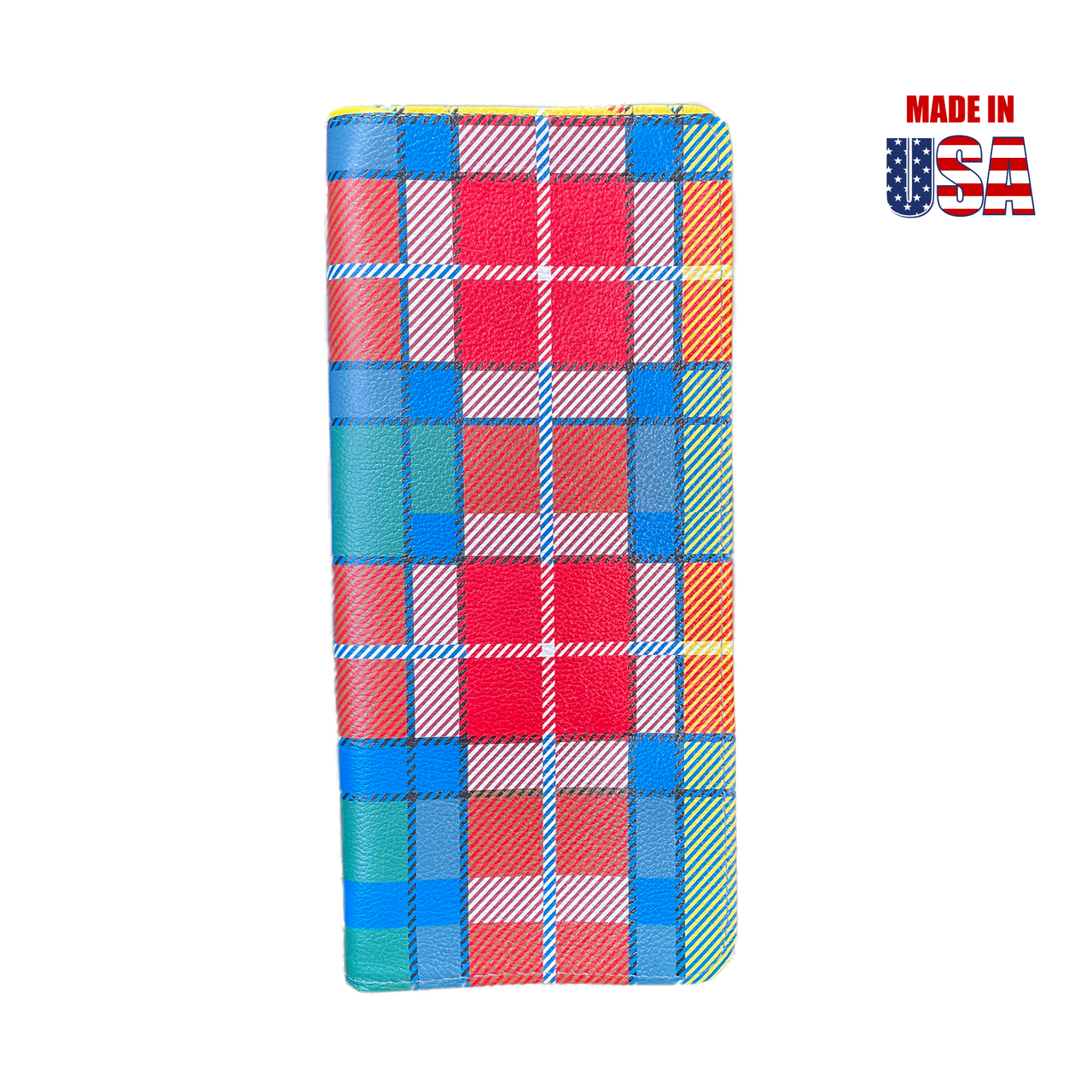 Tartan Blue/Green/Red/Orange/Yellow Plaid Leather Glove Stash Book 2