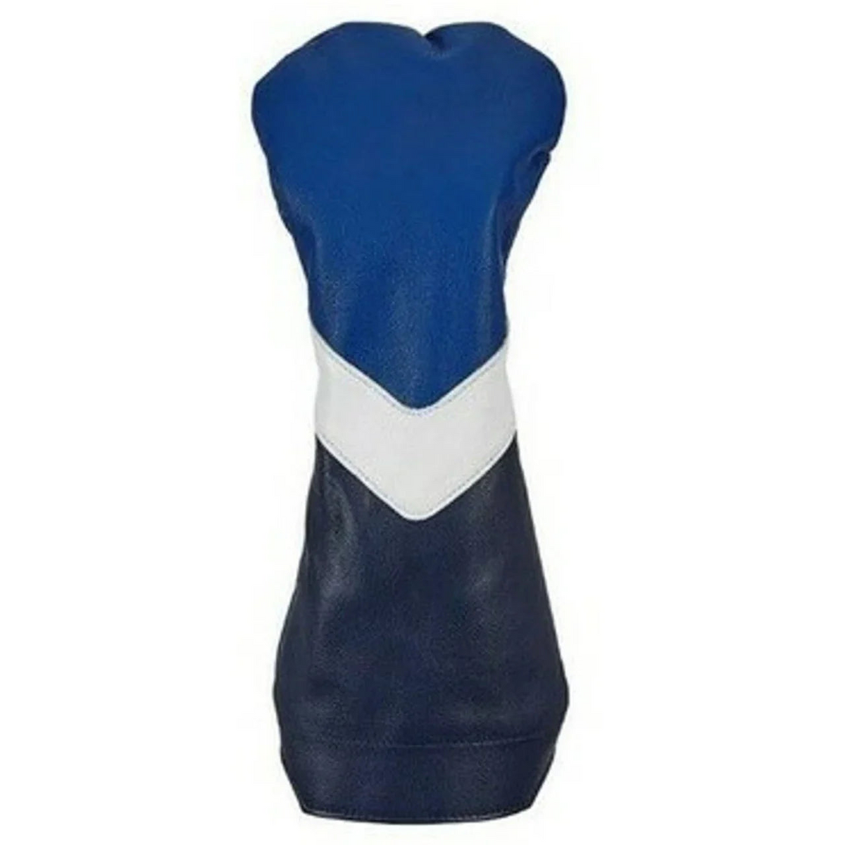 Stymie Stripe Traditional Leather Golf Headcovers - Fairway - Ocean Blue Top, Navy Bottom, White V-Stripe, Navy Back