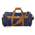 Large Sport Duffel Bag in Canvas with Colombian Leather Trim - Navy w/Tan