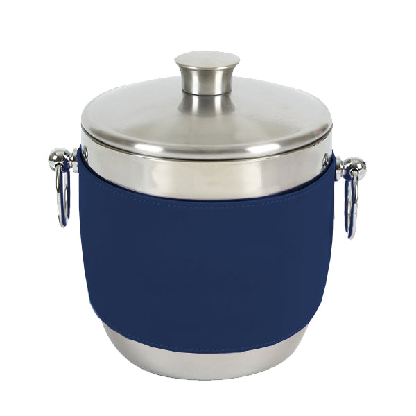 Stainless Ice Bucket with American Leather Wrap