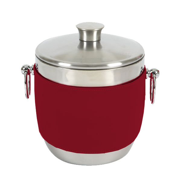 Stainless Ice Bucket with American Leather Wrap