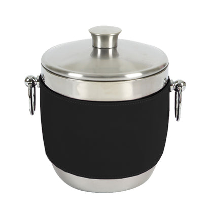 Stainless Ice Bucket with American Leather Wrap