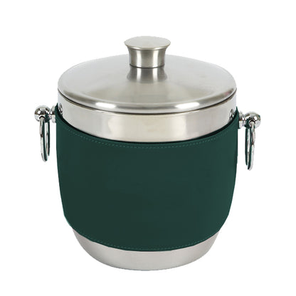 Stainless Ice Bucket with American Leather Wrap