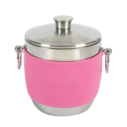 Stainless Ice Bucket with American Leather Wrap