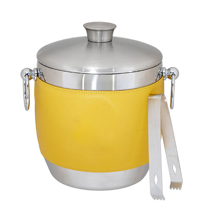 Stainless Ice Bucket with American Leather Wrap