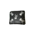 Skull & Crossbones Universal Mallet Leather Putter Cover - Black American Leather White Embroidery