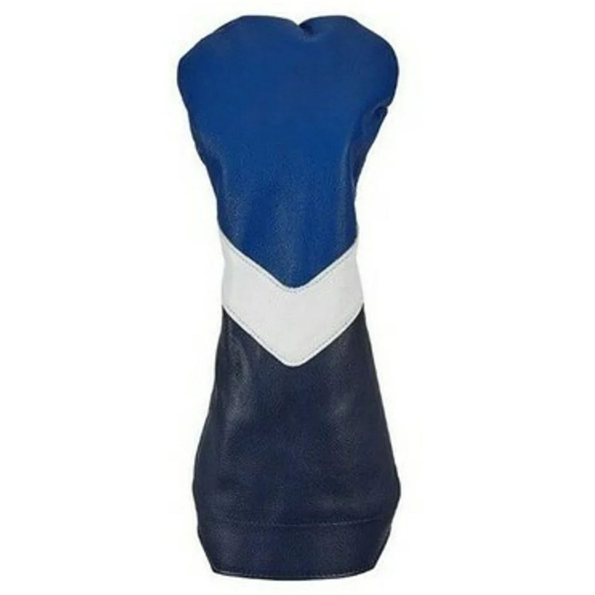 Stymie Stripe Traditional Leather Golf Headcovers - Fairway - Ocean Blue Top, Navy Bottom, White V-Stripe, White Back