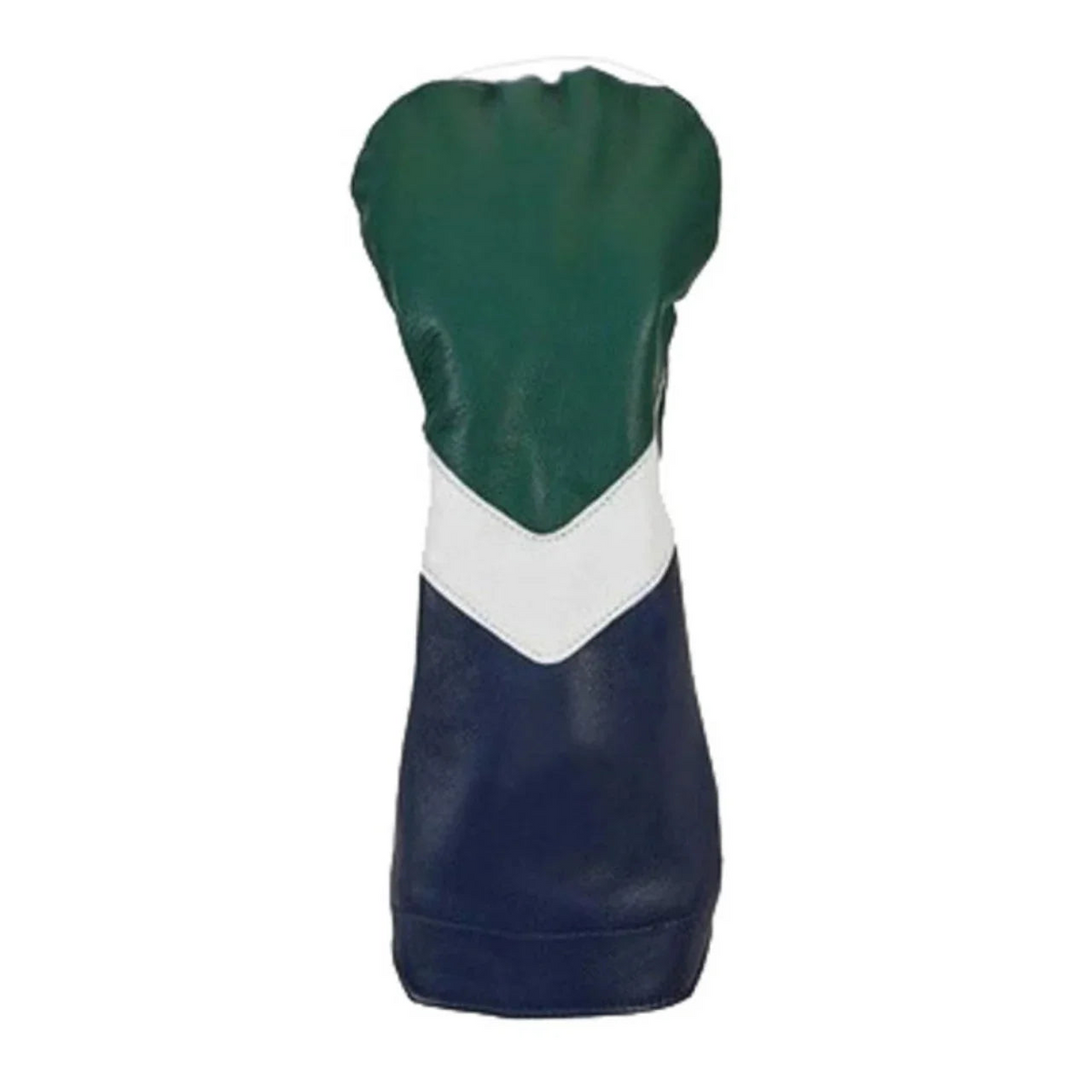 Stymie Stripe Traditional Leather Golf Headcovers - Fairway - Kelly Green Top, Navy Bottom, White V-Stripe, Navy Back