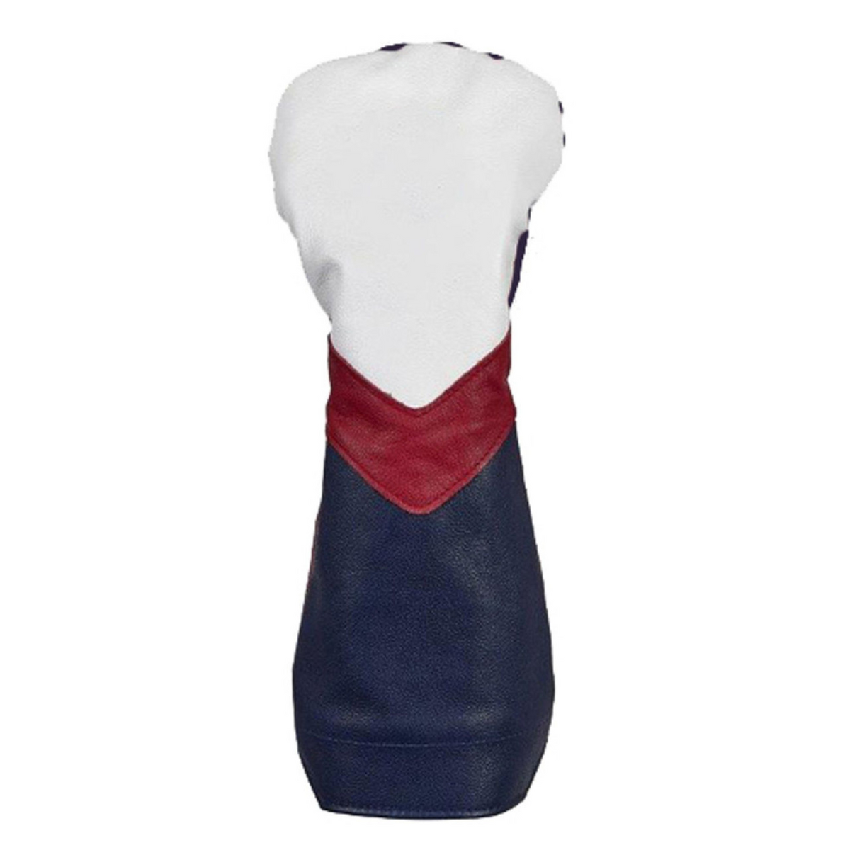 Stymie Stripe Traditional Leather Golf Headcovers - Fairway - White Top, Navy Bottom, Red V-Stripe, White Back