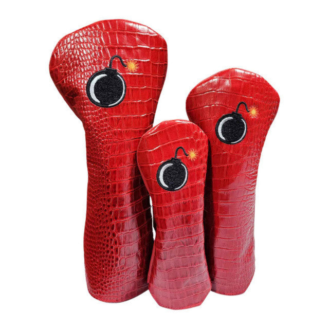 BOMB IT Ferrari Red Alligator Print Leather Headcovers - Headcover set
