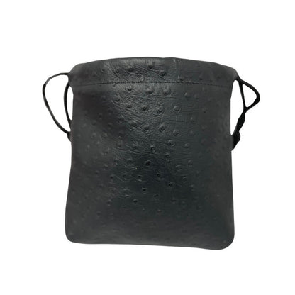 Black Ostrich Print Drawstring Pouch