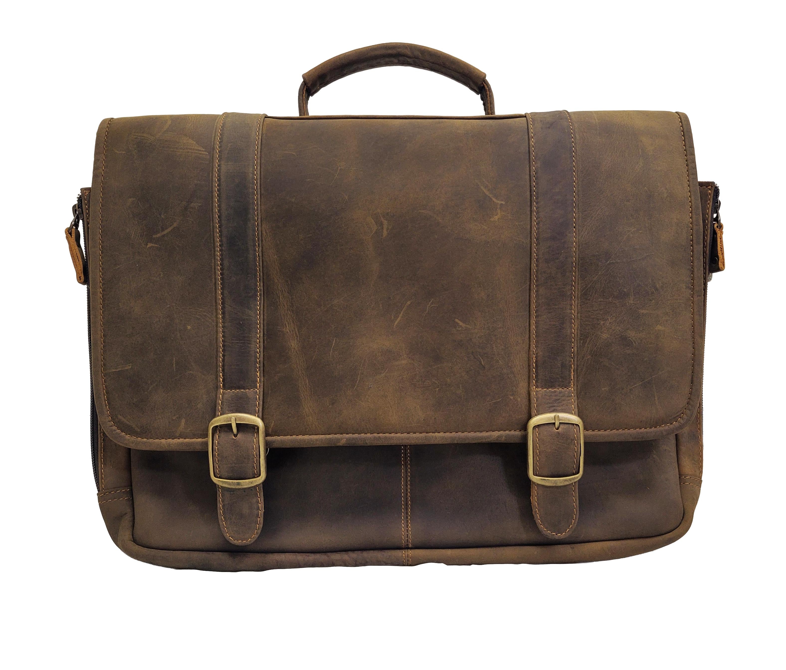 Porthole Laptop Briefcase in Crazy Horse Leather – Winston Collection
