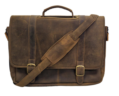 Porthole Laptop Briefcase in Crazy Horse Leather