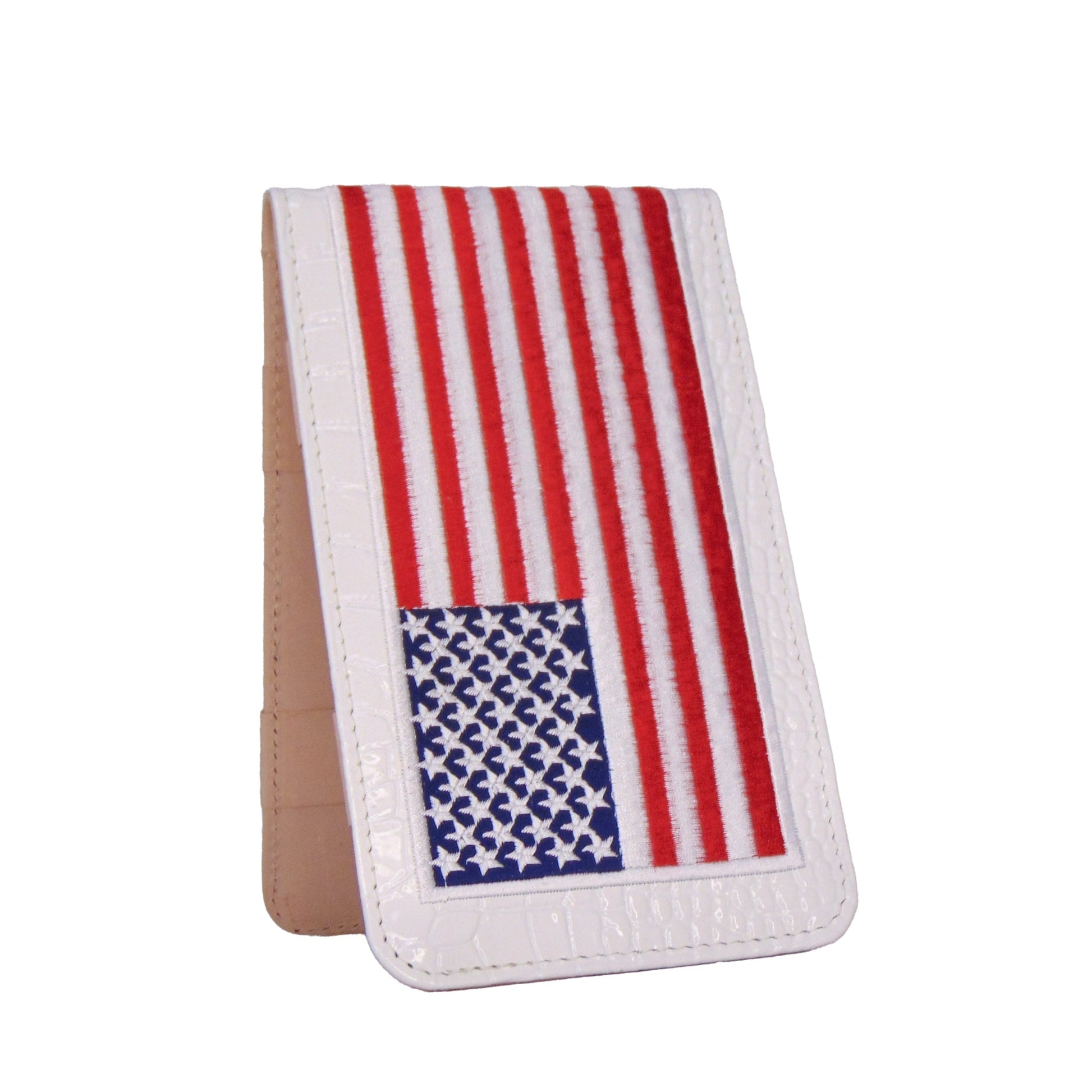 Scorecard Holder & Yardage Book, American Flag - Mackenzie Plaid - White