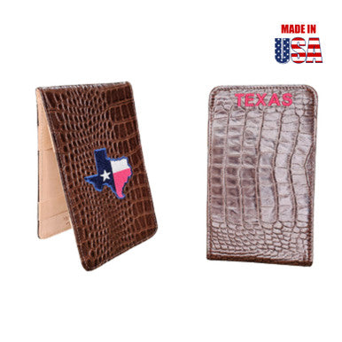 Scorecard Holder & Yardage Book, Outline of Texas with the flag embroidered inside it