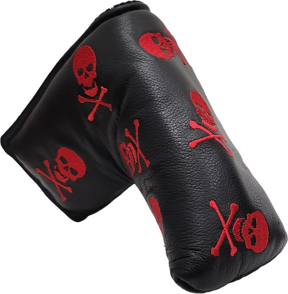 Skull & Crossbones Blade Style Leather Putter Cover