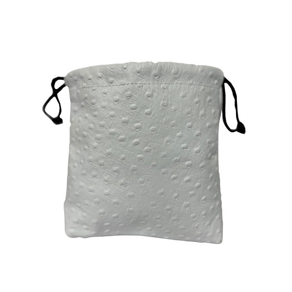 White Ostrich Print Drawstring Pouch