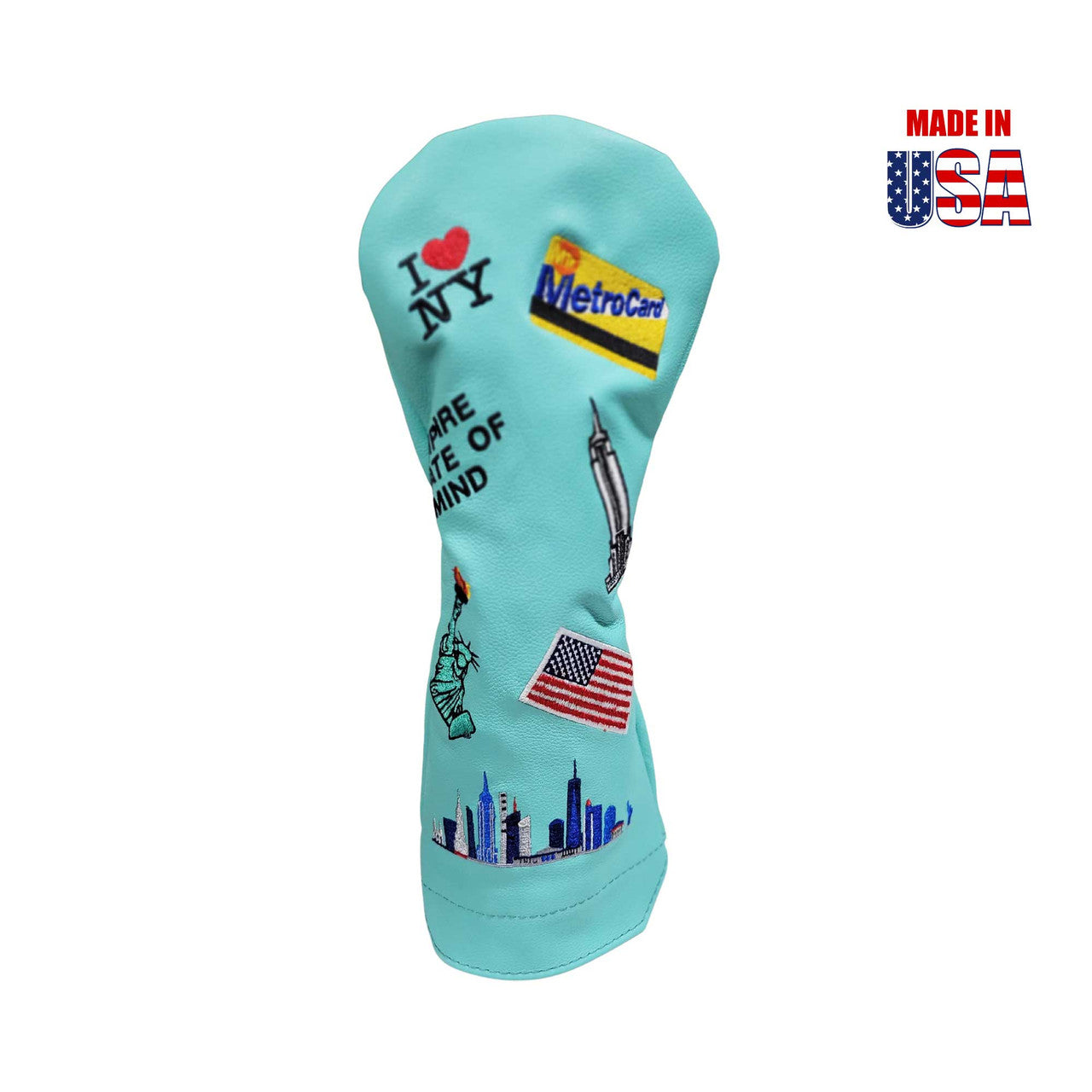 Luxury Blue American Leather Driver Headcover, Tribute to New York 3, winstoncollection.com