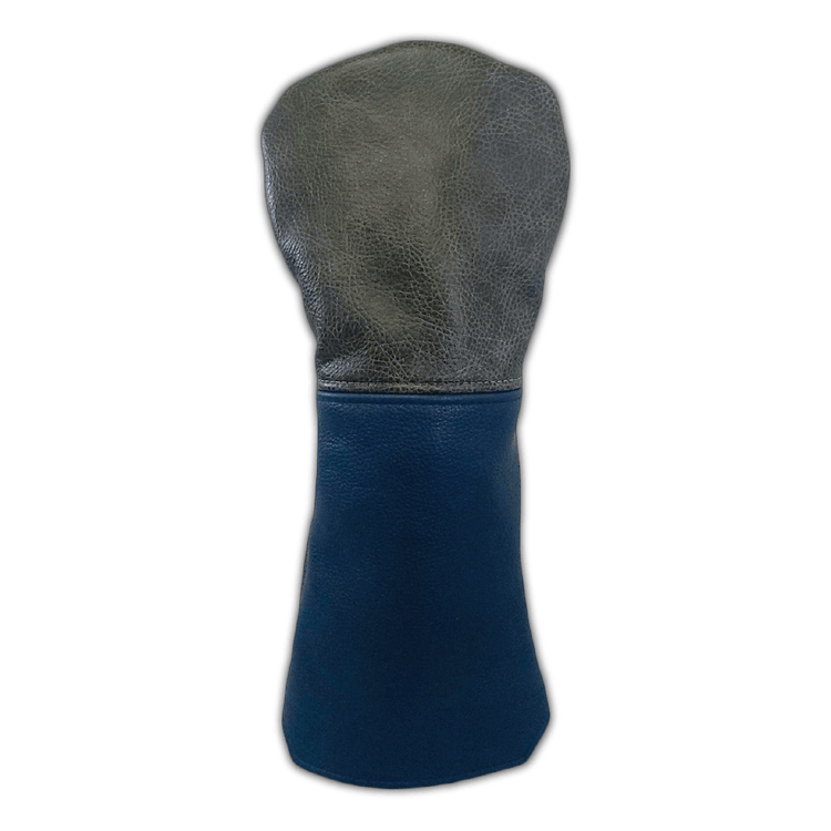 French Seam Italian Torino Leather Headcovers - Driver - Grey / Navy