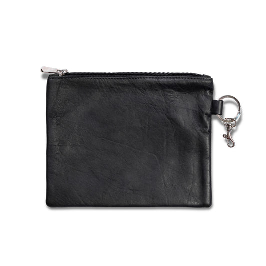 The Reef Zip Pouch in Colombian Leather - Black
