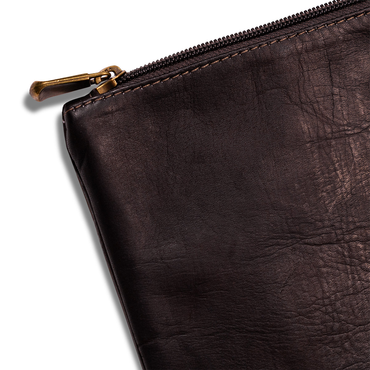 The Reef Zip Pouch in Colombian Leather - Cafe