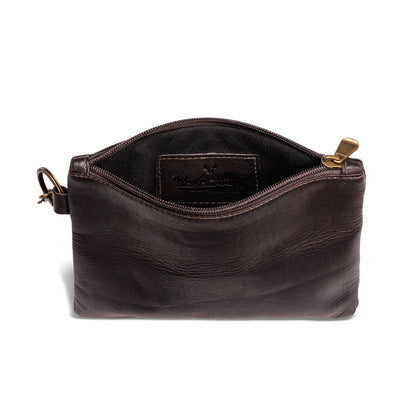 The Reef Zip Pouch in Colombian Leather - Cafe