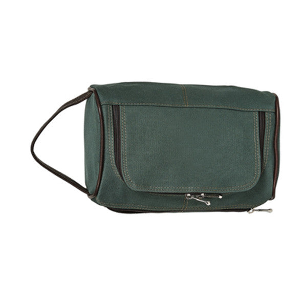 Green Canvas with Cafe Colombian Leather Trim