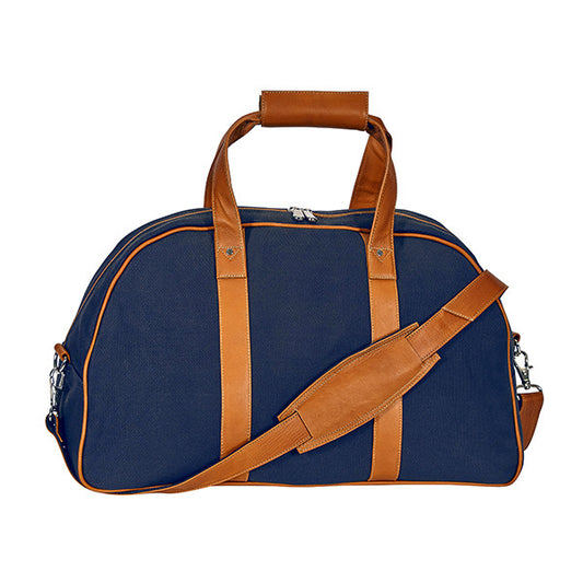Navy Club Travel Bag with Tan Colombian Leather Trim