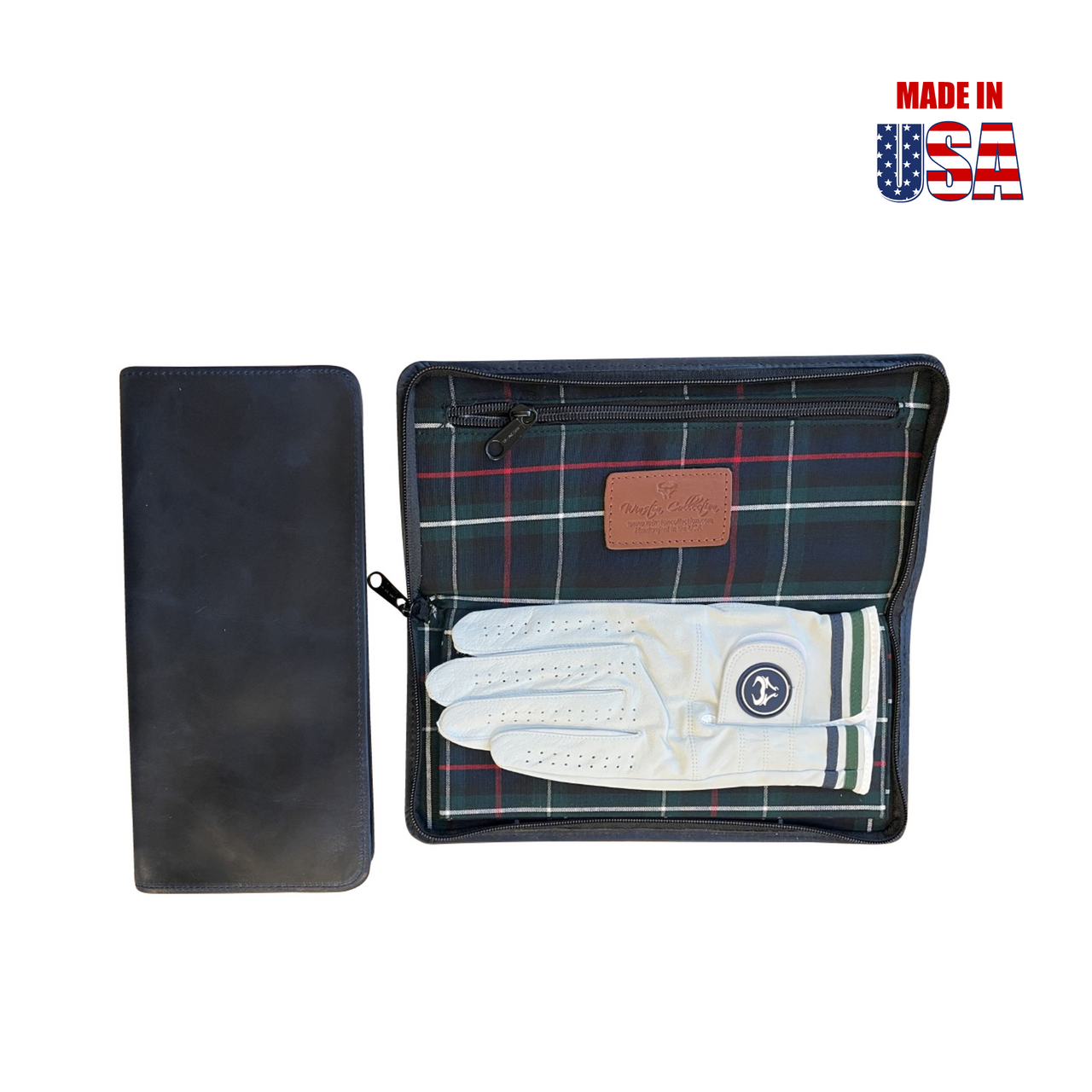 Navy Glove Stash Book Holder Opened and Closed