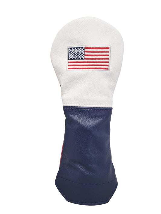 USA Flag French Seam American Leather Headcovers