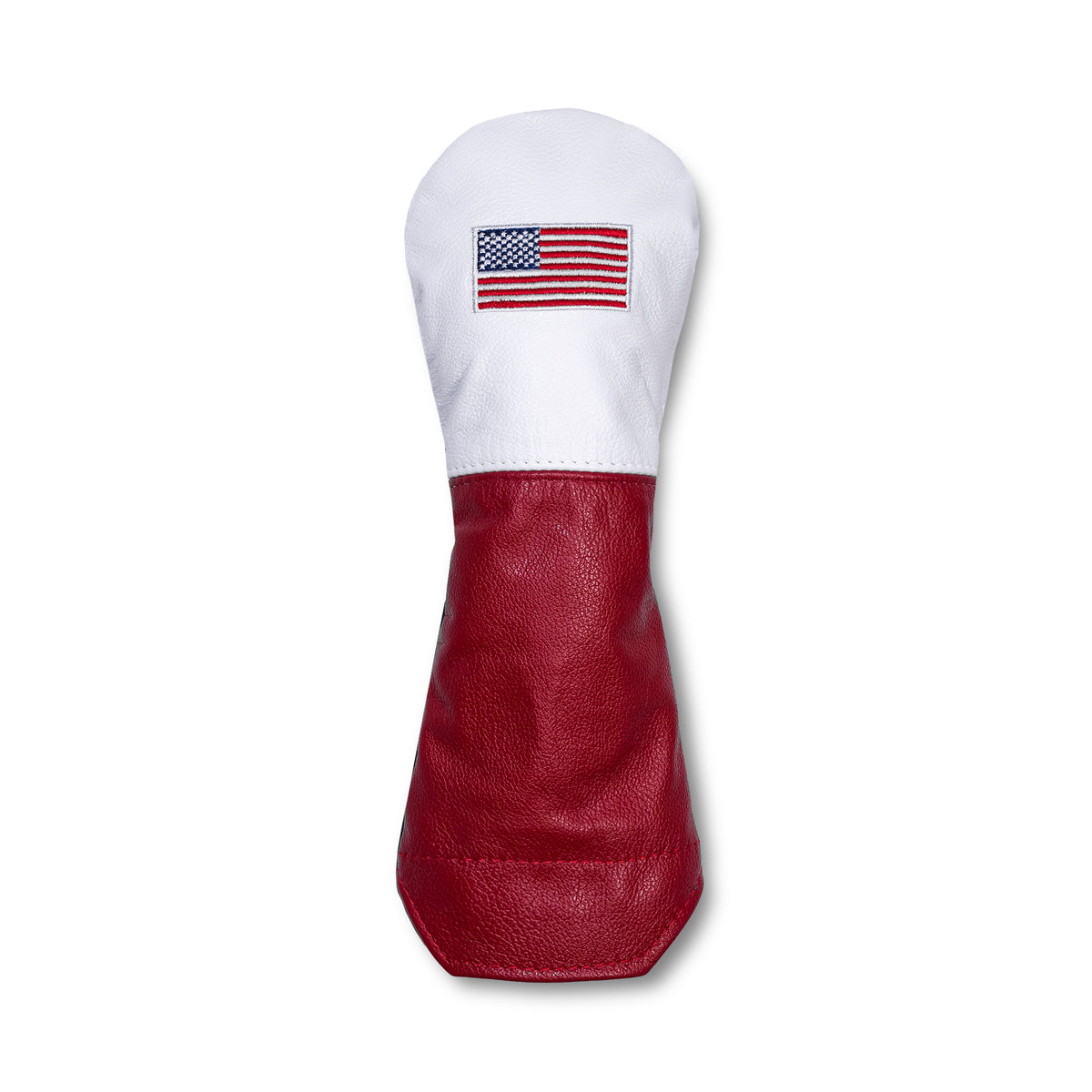USA Flag French Seam Tradition Leather Headcovers - Fairway - White Top-Red Bottom-Navy Back