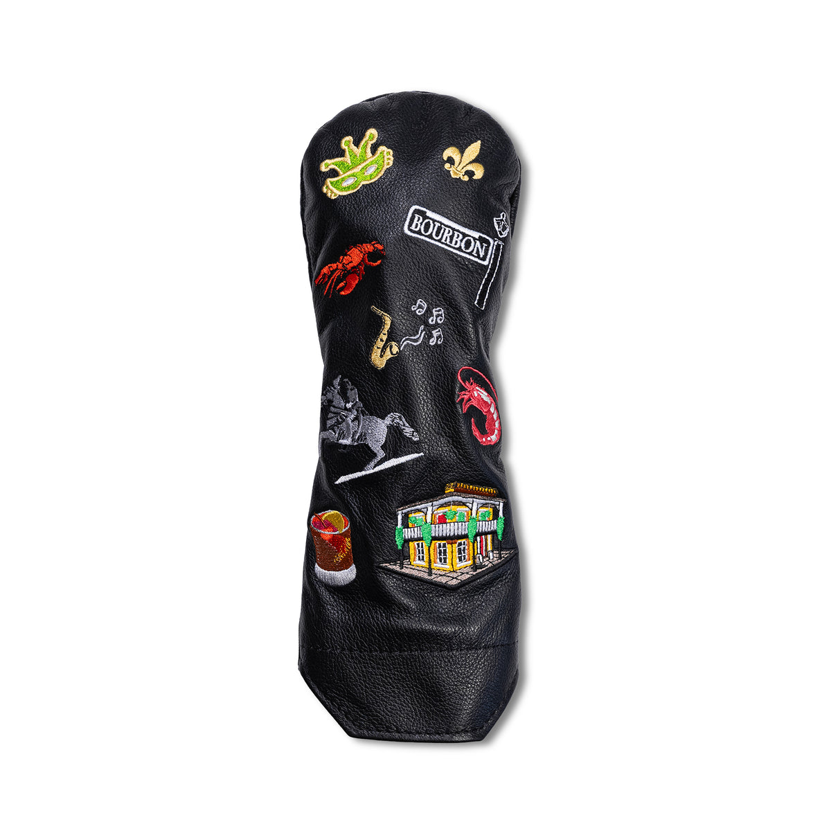 New Orleans Mural Leather Headcovers - Fairway - Black