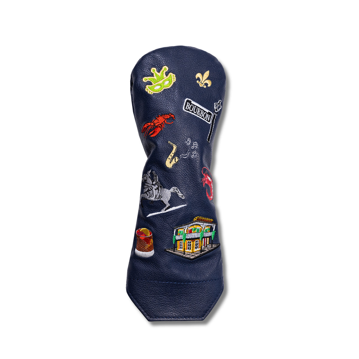 New Orleans Mural Leather Headcovers - Fairway - Navy