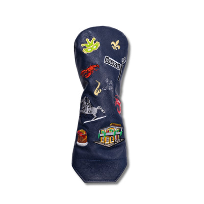 New Orleans Mural Leather Headcovers - Fairway - Navy