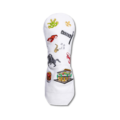 New Orleans Mural Leather Headcovers - Fairway - White