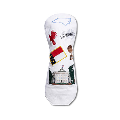 North Carolina Mural Leather Headcovers - Fairway - White