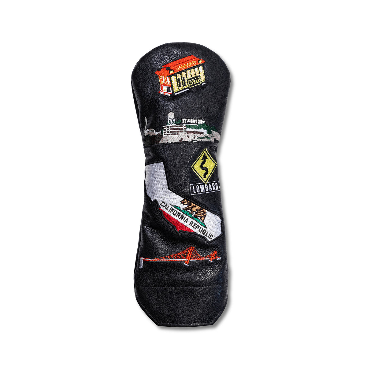 San Francisco Mural Leather Headcovers - Fairway - Black