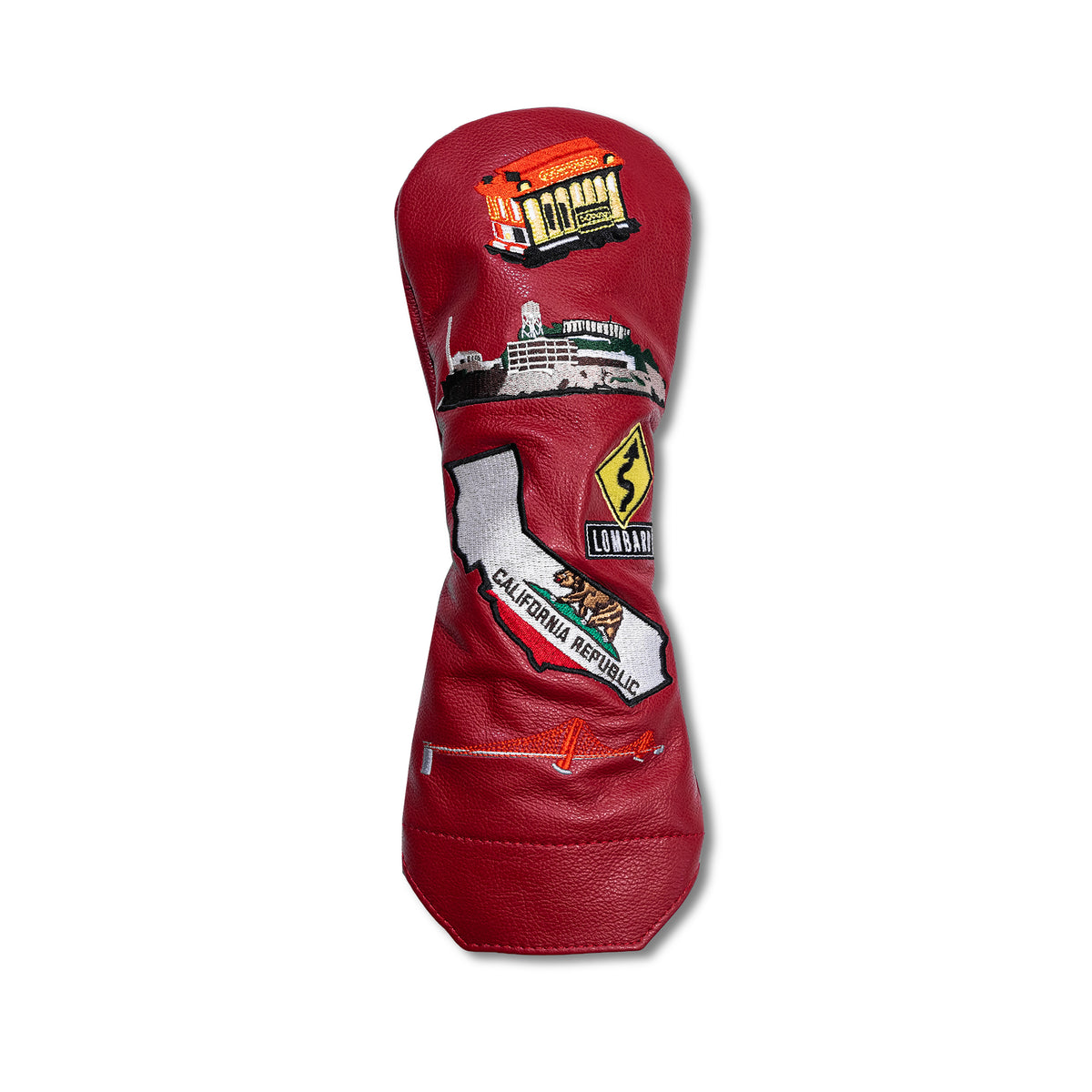 San Francisco Mural Leather Headcovers - Fairway - Red