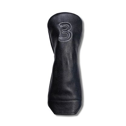 Lifted Letters Italian Torino Leather Golf Headcovers - Fairway - Black