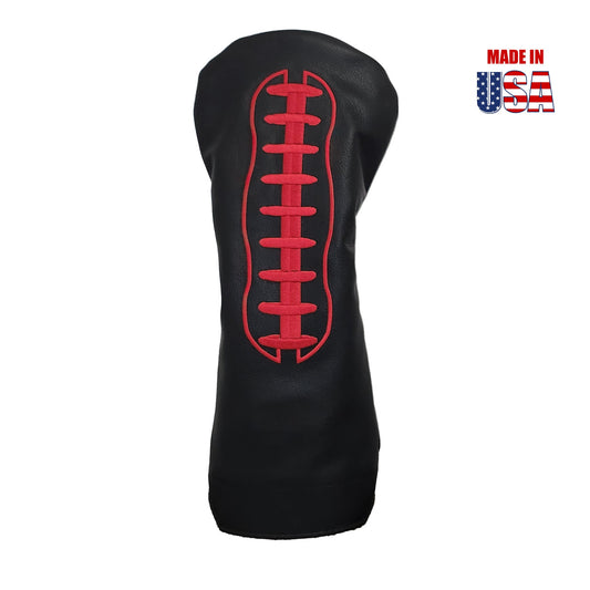 Football Headcovers Red Laced / Black Leather
