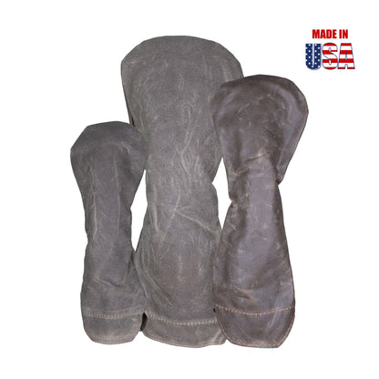 Solid Dark Oak Waxed Canvas Golf Headcovers 4
