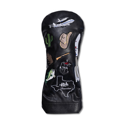 Houston Mural Leather Headcovers - Driver - Black