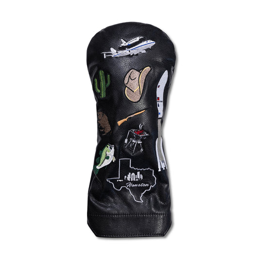 Houston Mural Leather Headcovers - Driver - Black