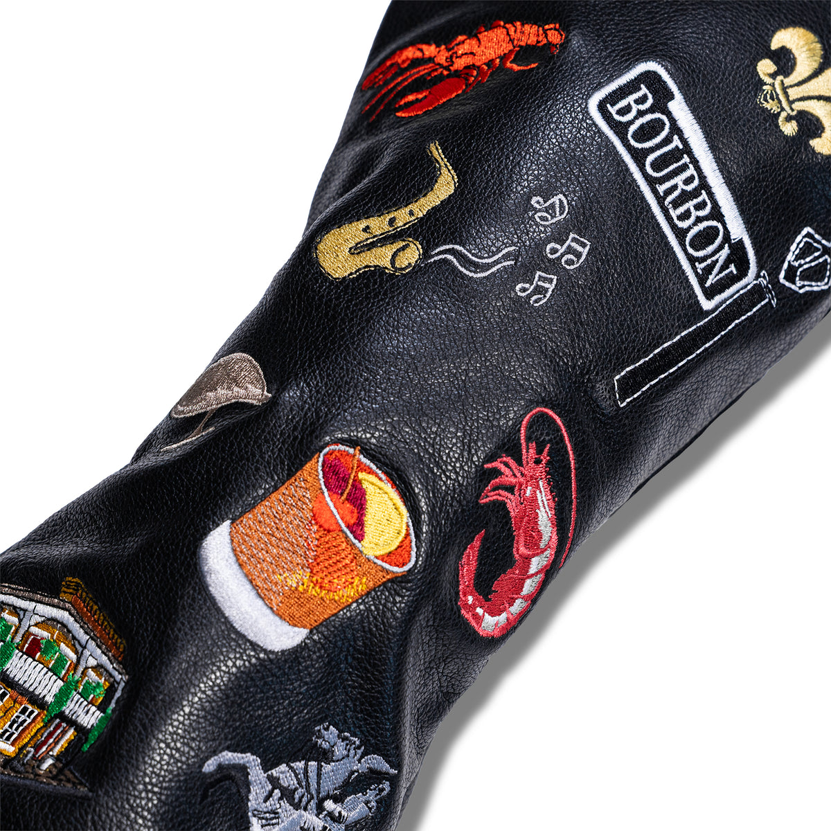 New Orleans Mural Leather Headcovers - Black - Driver