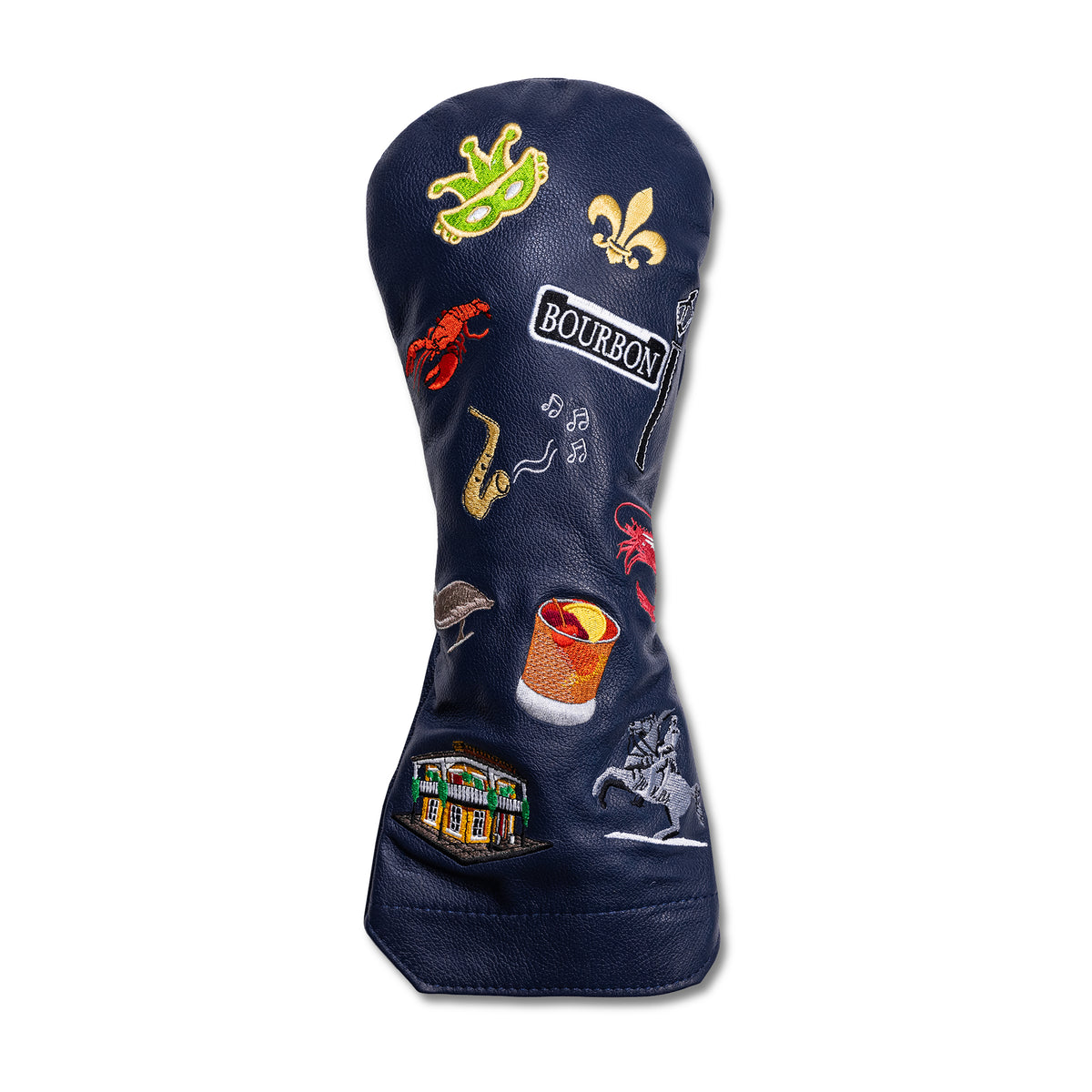 New Orleans Mural Leather Headcovers - Driver - Navy