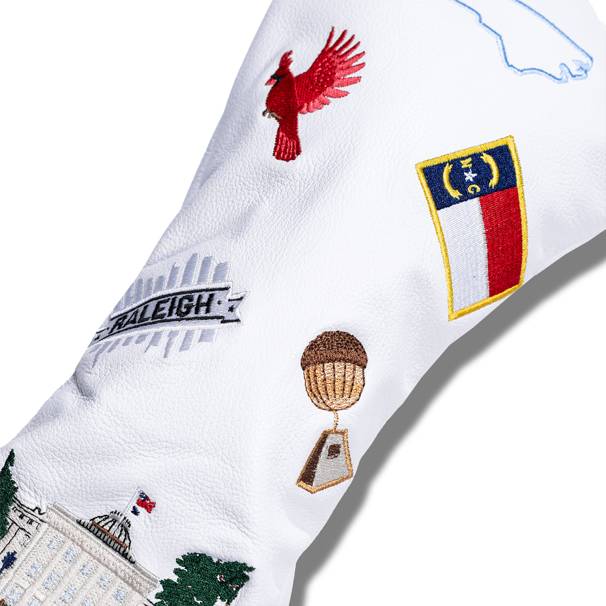 North Carolina Mural Leather Headcovers - Driver - White