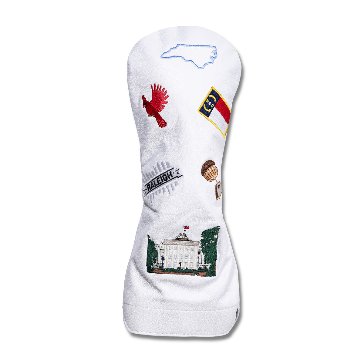 North Carolina Mural Leather Headcovers - Driver - White
