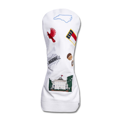 North Carolina Mural Leather Headcovers - Driver - White