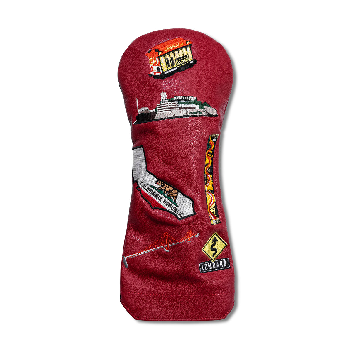San Francisco Mural Leather Headcovers - Driver - Red