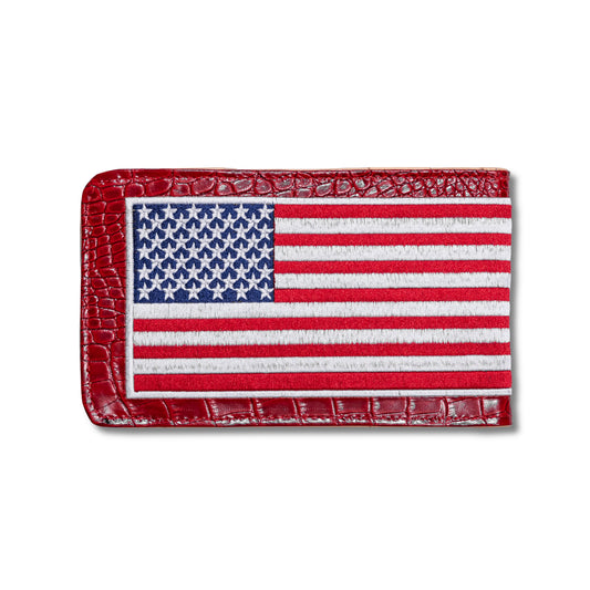 Scorecard Holder & Yardage Book, American Flag - Red